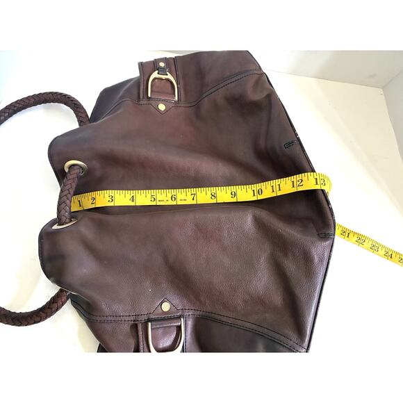 Cole Haan Pebbled Leather Drawstring Shoulder Bag – Large Brown, Braided Handles - Picture 14 of 15